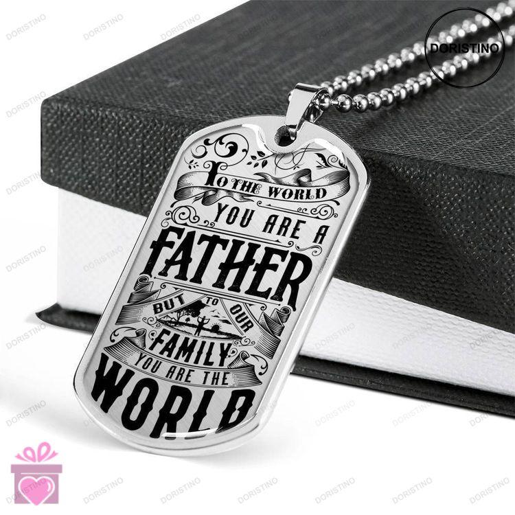 Dad Dog Tag Custom Picture Fathers Day Dog Tag For Dad Youre A World To Me Dog Tag Necklace Doristino Limited Edition Necklace