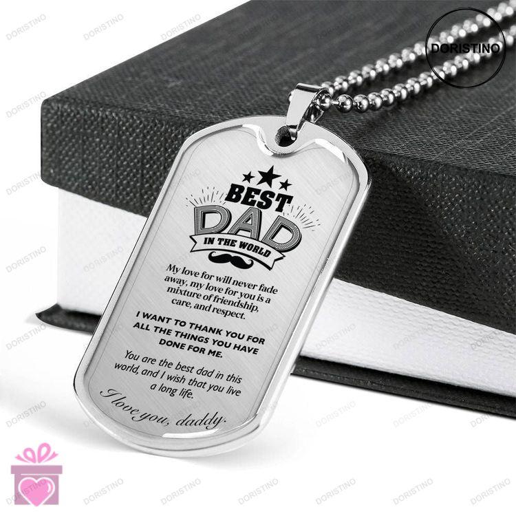 Dad Dog Tag Custom Picture Fathers Day Dog Tag Giving Gift For The Best Dad In The World Dog Tag Nec Doristino Limited Edition Necklace