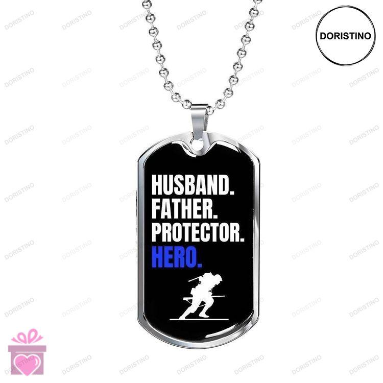 Dad Dog Tag Custom Picture Fathers Day Dog Tag Husband Father Protector Hero Dog Tag Necklace For Da Doristino Trending Necklace