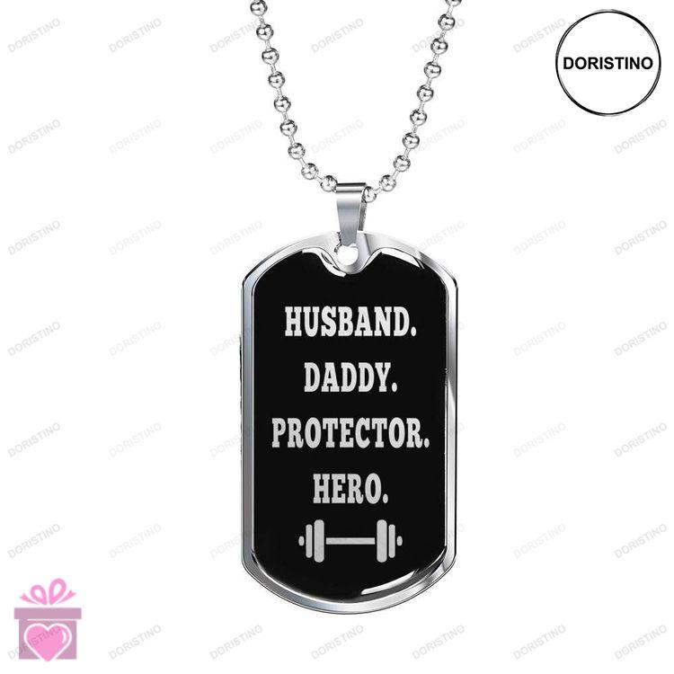 Dad Dog Tag Custom Picture Fathers Day Dog Tag Husband Protector Hero Dog Tag Necklace Gift For Men Doristino Awesome Necklace