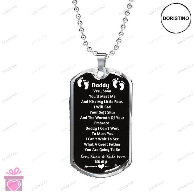 Dad Dog Tag Custom Picture Fathers Day Dog Tag I Cant Wait To Meet You Dog Tag Necklace Gift For Dad Doristino Limited Edition Necklace