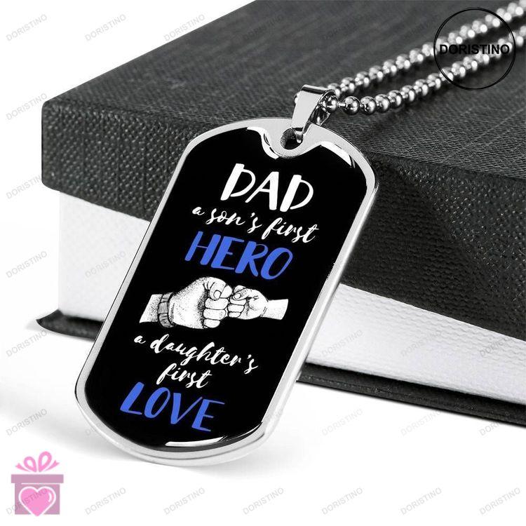 Dad Dog Tag Custom Picture Fathers Day Dog Tag Necklace Gift For Dad Sons First Hero Daughters First Doristino Trending Necklace