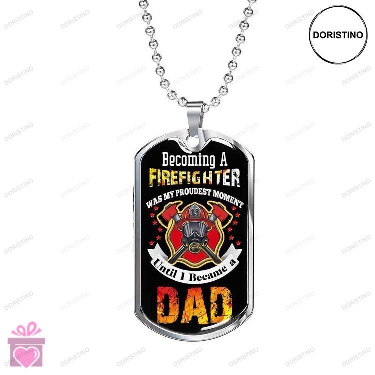 Dad Dog Tag Custom Picture Fathers Day Dog Tag Necklace Gift For Men Firefighter Until I Became A Da Doristino Trending Necklace