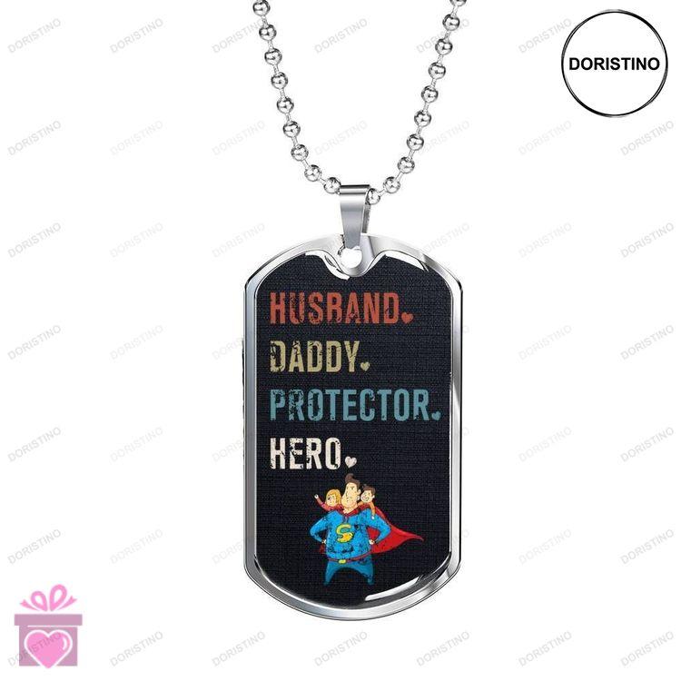 Dad Dog Tag Custom Picture Fathers Day Dog Tag Necklace Gift For Men Husband Daddy Protector Hero Doristino Limited Edition Necklace