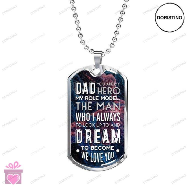 Dad Dog Tag Custom Picture Fathers Day Dog Tag Necklace With Military Ball Chain Dad You Are My Hero Doristino Trending Necklace