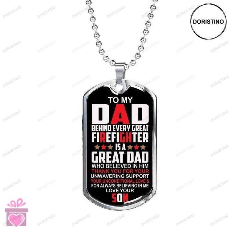 Dad Dog Tag Custom Picture Fathers Day Every Great Firefighter Is A Great Dad Dog Tag Necklace Gift Doristino Trending Necklace