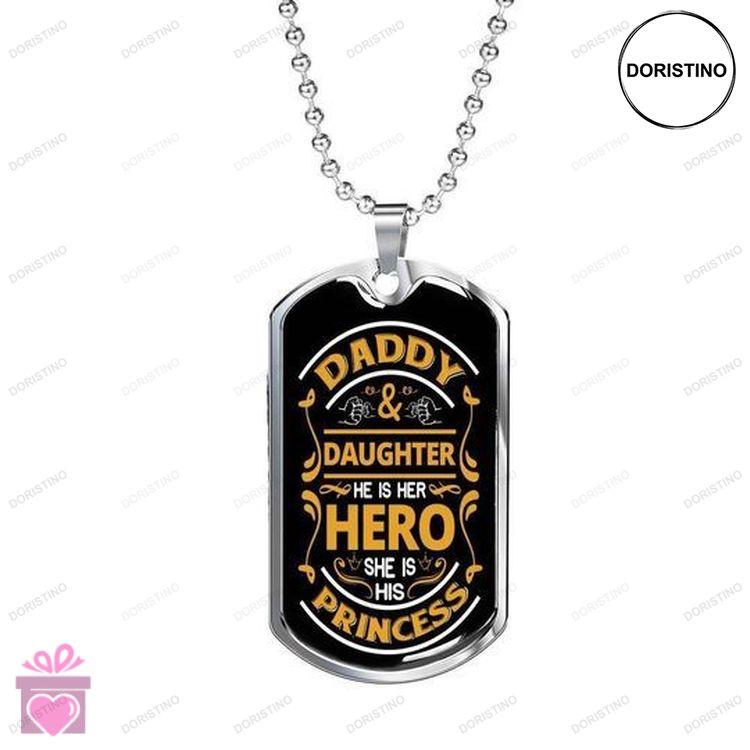 Dad Dog Tag Custom Picture Fathers Day Father And Daughter Hero Dog Tag Necklace Gift For Dad Doristino Awesome Necklace