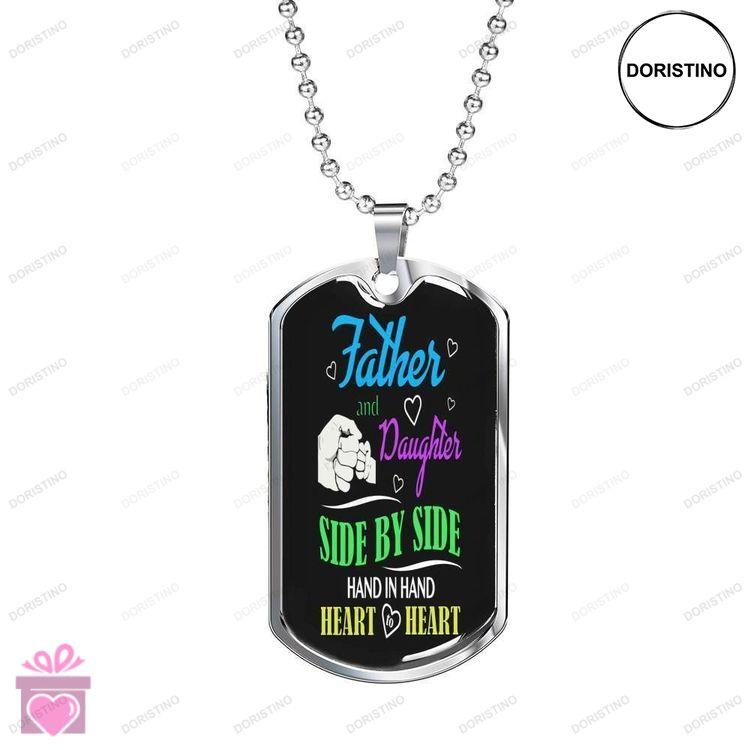 Dad Dog Tag Custom Picture Fathers Day Father And Daughter Side By Side Dog Tag Necklace Gift For Me Doristino Awesome Necklace