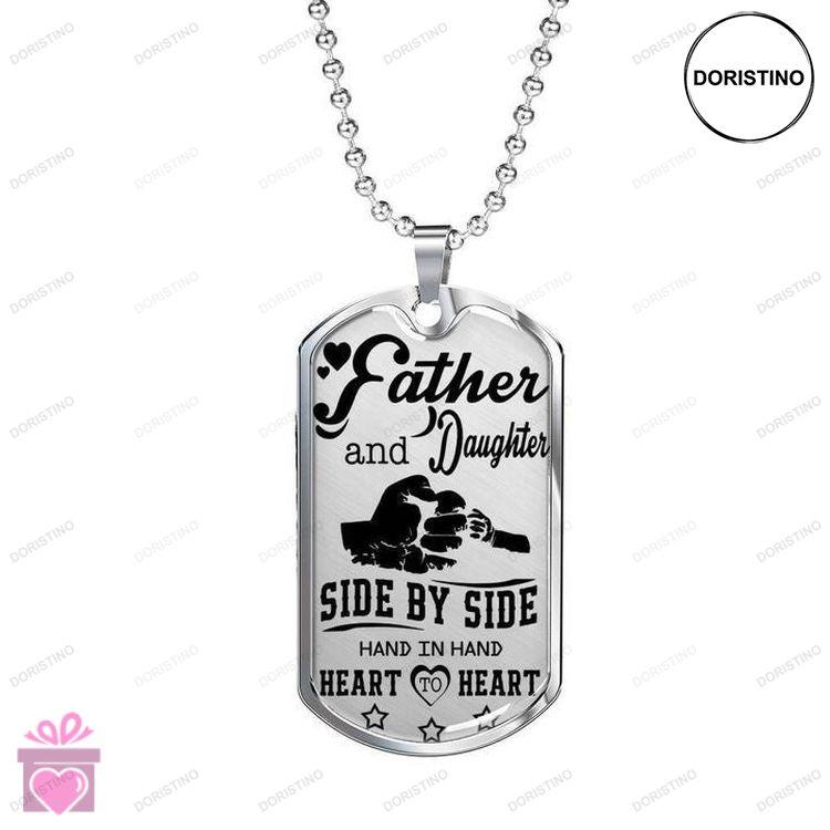 Dad Dog Tag Custom Picture Fathers Day Father And Daughter Side By Side Hand In Hand Dog Tag Necklac Doristino Trending Necklace