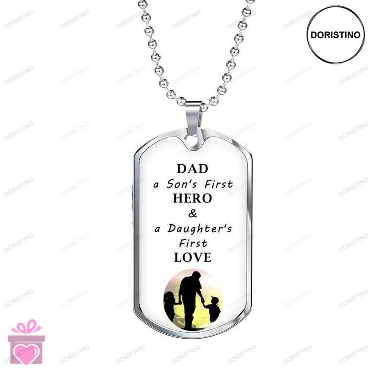 Dad Dog Tag Custom Picture Fathers Day Father Sons First Hero Daughters First Love Dog Tag Necklace Doristino Limited Edition Necklace