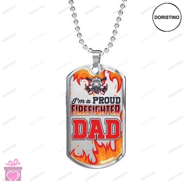 Dad Dog Tag Custom Picture Fathers Day Firefighter Gift For Dad Necklace Doristino Awesome Necklace
