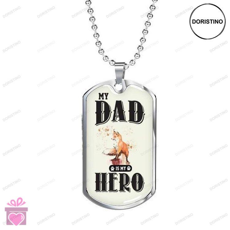 Dad Dog Tag Custom Picture Fathers Day Fox My Hero Dog Tag Necklace For Dad Doristino Trending Necklace