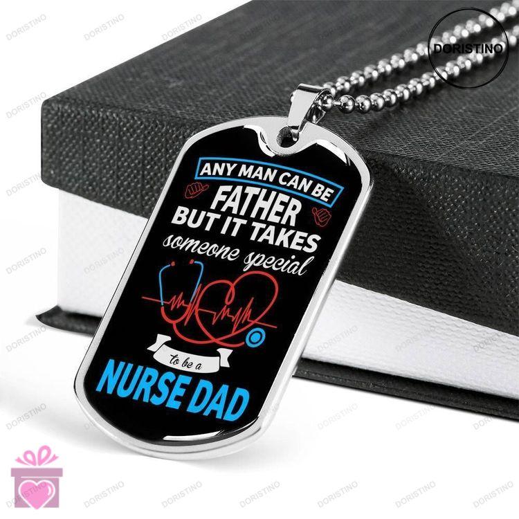 Dad Dog Tag Custom Picture Fathers Day Gift Any Man Can Be Father Dog Tag Military Chain Necklace Gi Doristino Awesome Necklace