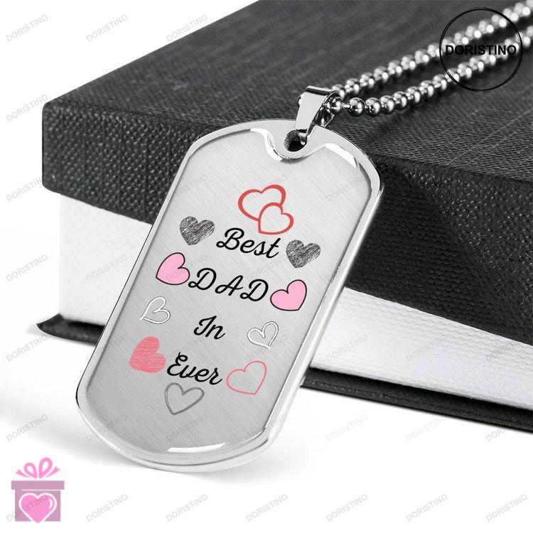 Dad Dog Tag Custom Picture Fathers Day Gift Best Dad In Ever Love Dog Tag Military Chain Necklace Fo Doristino Limited Edition Necklace
