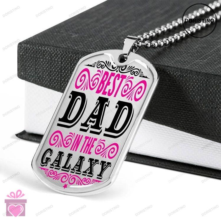 Dad Dog Tag Custom Picture Fathers Day Gift Best Dad In The Galaxy Dog Tag Military Chain Necklace G Doristino Awesome Necklace