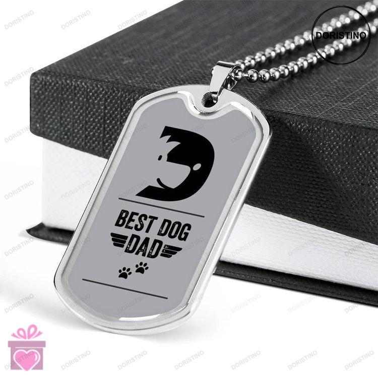 Dad Dog Tag Custom Picture Fathers Day Gift Best Dog Dad Dog Tag Military Chain Necklace For Dad Who Doristino Trending Necklace