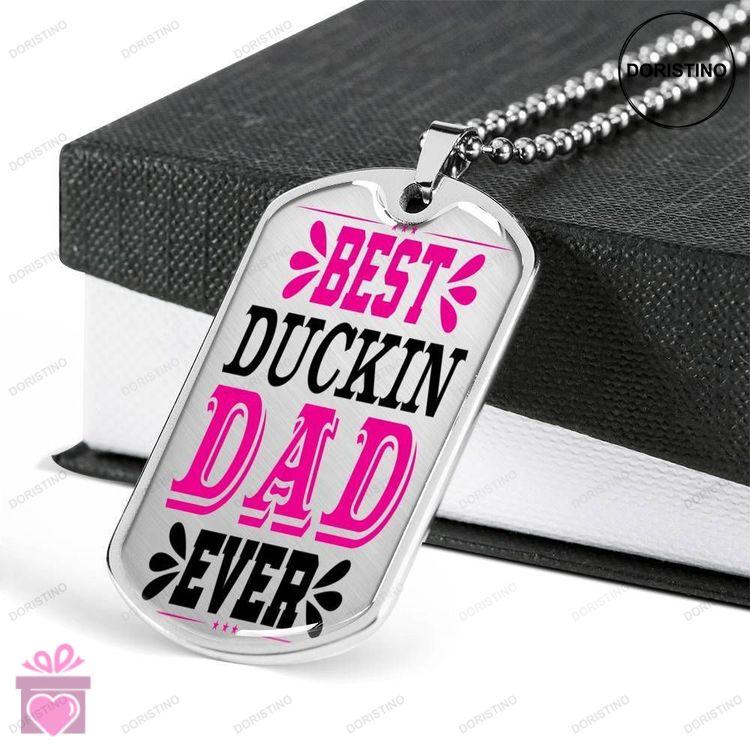 Dad Dog Tag Custom Picture Fathers Day Gift Best Duck In Dad Ever Dog Tag Military Chain Necklace Gi Doristino Awesome Necklace