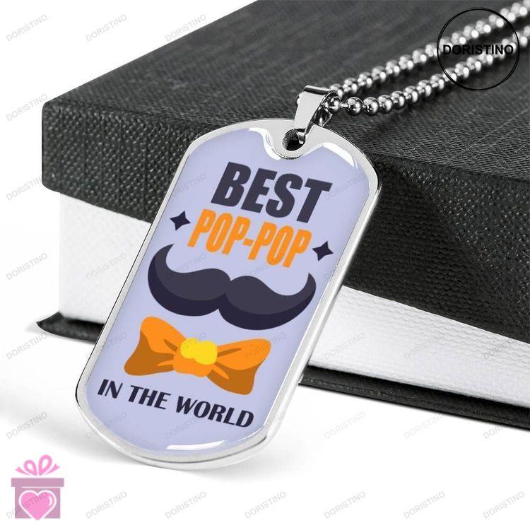 Dad Dog Tag Custom Picture Fathers Day Gift Best Pop Pop Dog Tag Military Chain Necklace Gift For Da Doristino Limited Edition Necklace