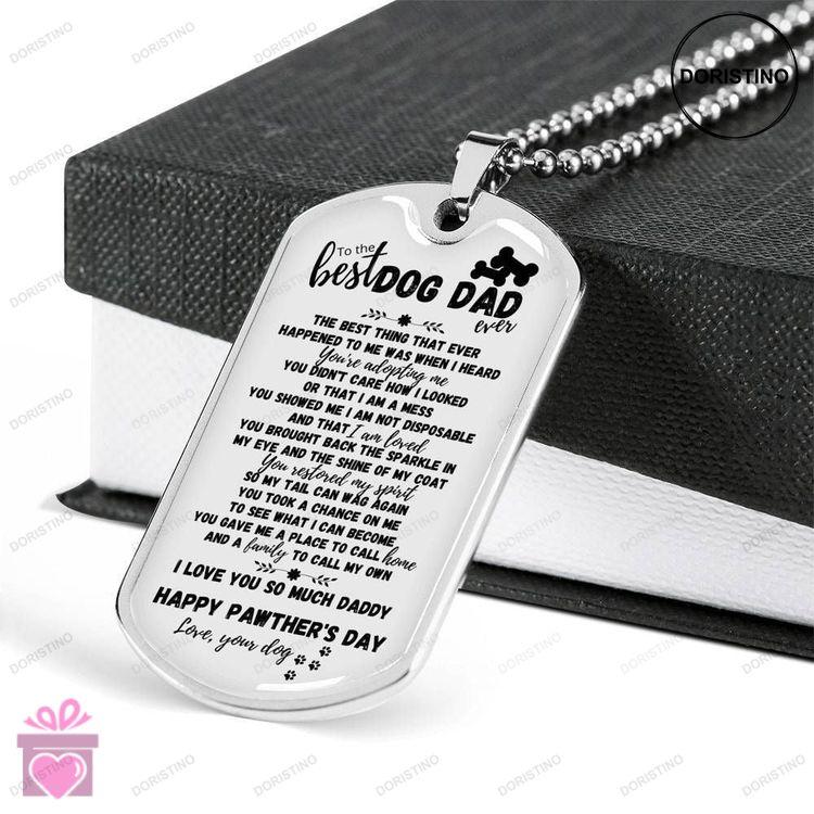 Dad Dog Tag Custom Picture Fathers Day Gift Best Rescued Dog Dad Dog Tag Military Chain Necklace Gif Doristino Trending Necklace