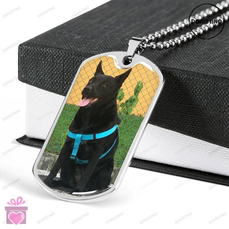 Dad Dog Tag Custom Picture Fathers Day Gift Black Dog Dog Tag Military Chain Necklace For Dog Lovers Doristino Trending Necklace