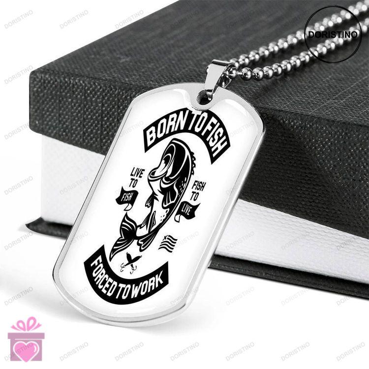 Dad Dog Tag Custom Picture Fathers Day Gift Born To Fish Dog Tag Military Chain Necklace Dog Tag Doristino Trending Necklace