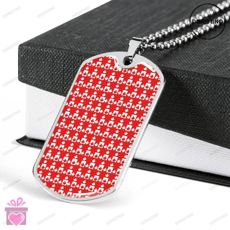 Dad Dog Tag Custom Picture Fathers Day Gift Canada Red Dog Tag Military Chain Necklace Gift For Men Doristino Limited Edition Necklace