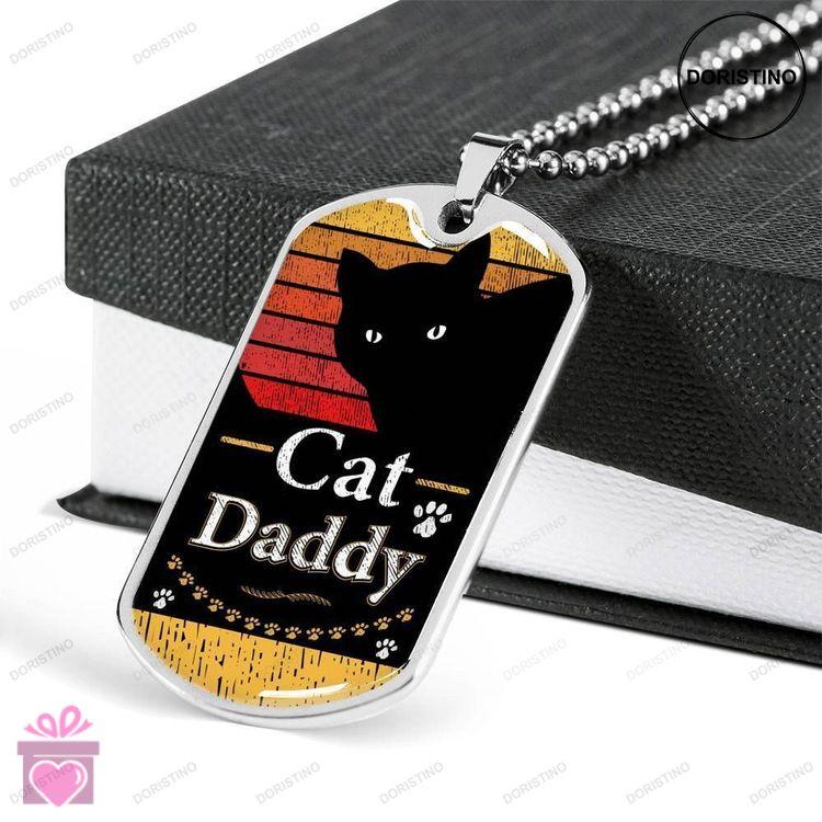Dad Dog Tag Custom Picture Fathers Day Gift Cat Daddy Dog Tag Military Chain Necklace Dog Tag Doristino Awesome Necklace