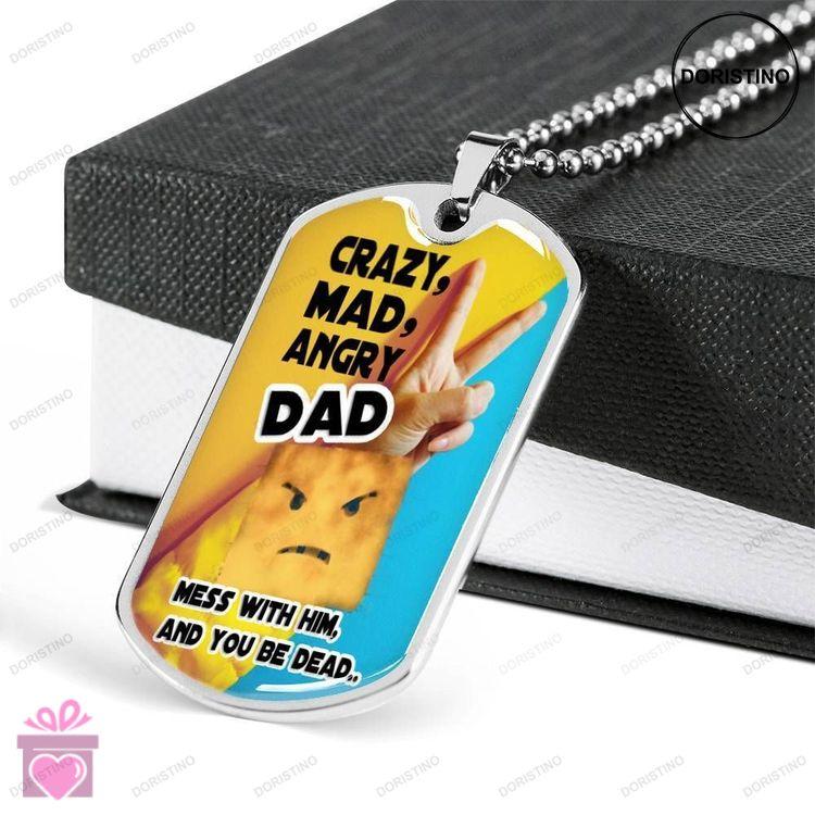Dad Dog Tag Custom Picture Fathers Day Gift Crazy Mad Angry Dad Dog Tag Military Chain Necklace For Doristino Limited Edition Necklace