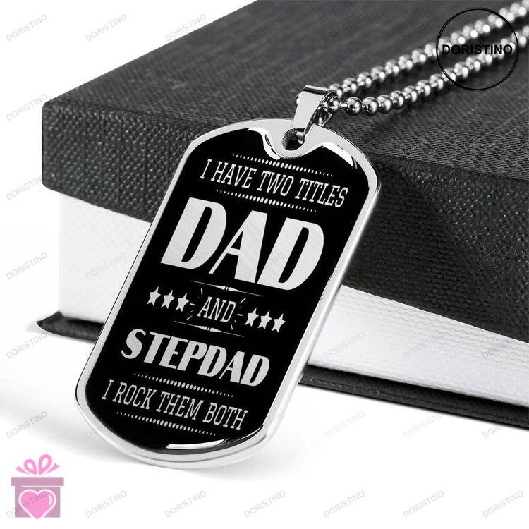 Dad Dog Tag Custom Picture Fathers Day Gift Dad And Stepdad Silver Dog Tag Military Chain Necklace P Doristino Trending Necklace