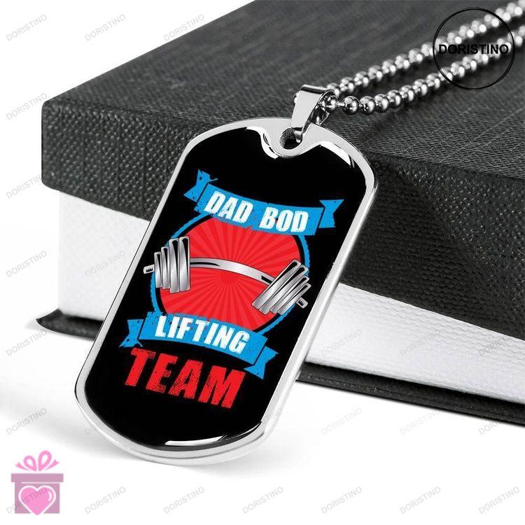 Dad Dog Tag Custom Picture Fathers Day Gift Dad Bob Lifting Team Black Dog Tag Military Chain Neckla Doristino Limited Edition Necklace