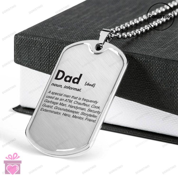 Dad Dog Tag Custom Picture Fathers Day Gift Dad Definition Dog Tag Military Chain Necklace For Men D Doristino Trending Necklace