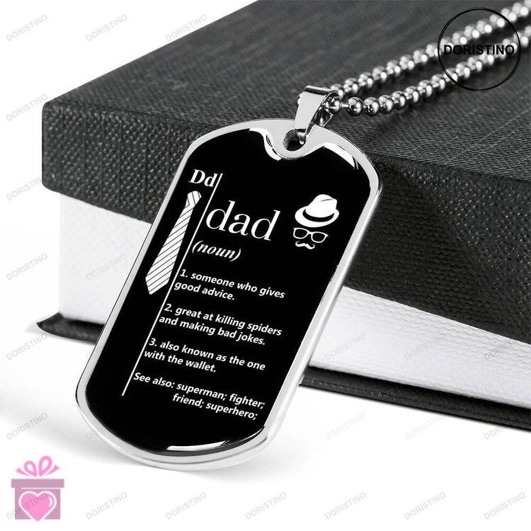 Dad Dog Tag Custom Picture Fathers Day Gift Dad Definition Dog Tag Military Chain Necklace Gift For Doristino Trending Necklace