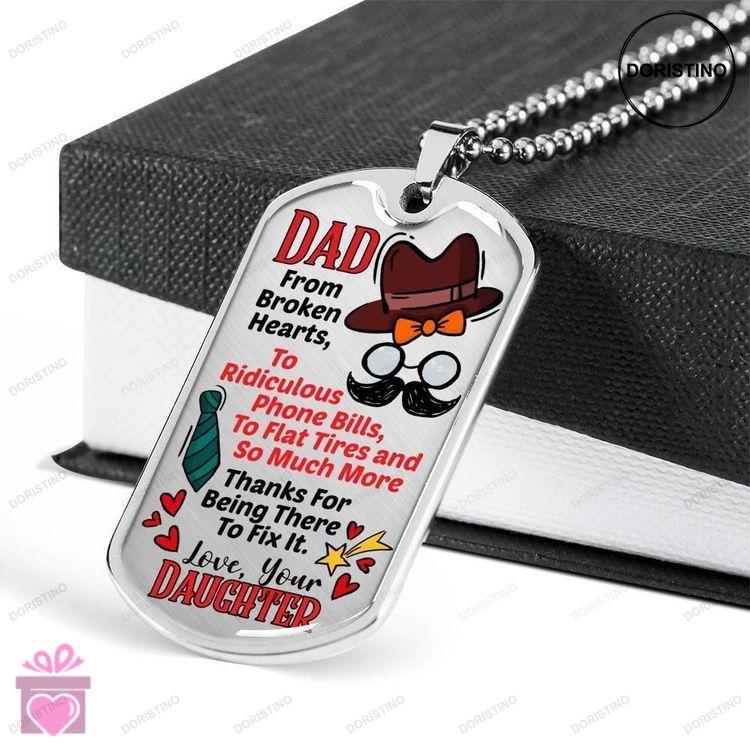 Dad Dog Tag Custom Picture Fathers Day Gift Dad From Broken Hearts Dog Tag Military Chain Necklace F Doristino Limited Edition Necklace