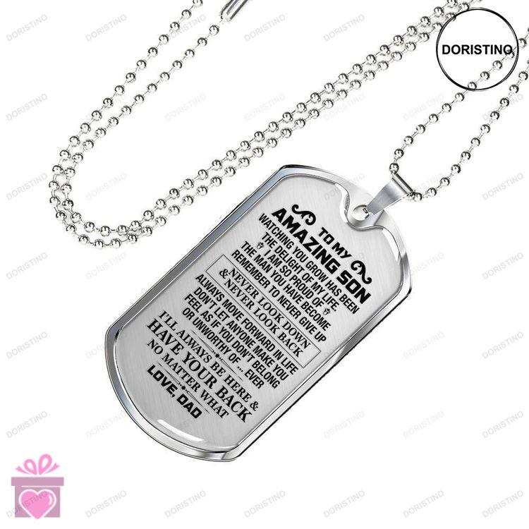 Dad Dog Tag Custom Picture Fathers Day Gift Dad Gift For Son Dog Tag Military Chain Necklace Im Alwa Doristino Awesome Necklace