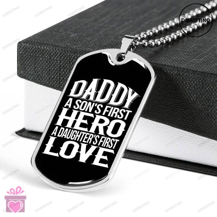 Dad Dog Tag Custom Picture Fathers Day Gift Daddy First Hero Dog Tag Military Chain Necklace Dog Tag Doristino Trending Necklace