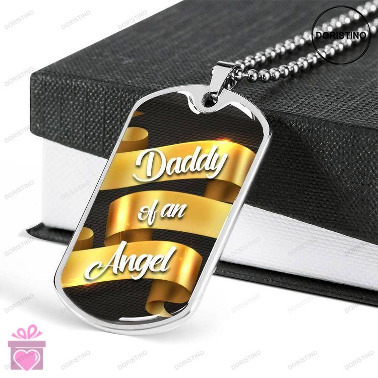 Dad Dog Tag Custom Picture Fathers Day Gift Daddy Of An Angel Meaningful Gift For Dad Dog Tag Milita Doristino Awesome Necklace