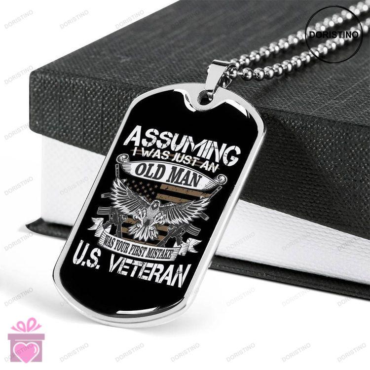 Dad Dog Tag Custom Picture Fathers Day Gift Dog Tag Military Chain Necklace For Us Veteran Eagle Dog Doristino Trending Necklace