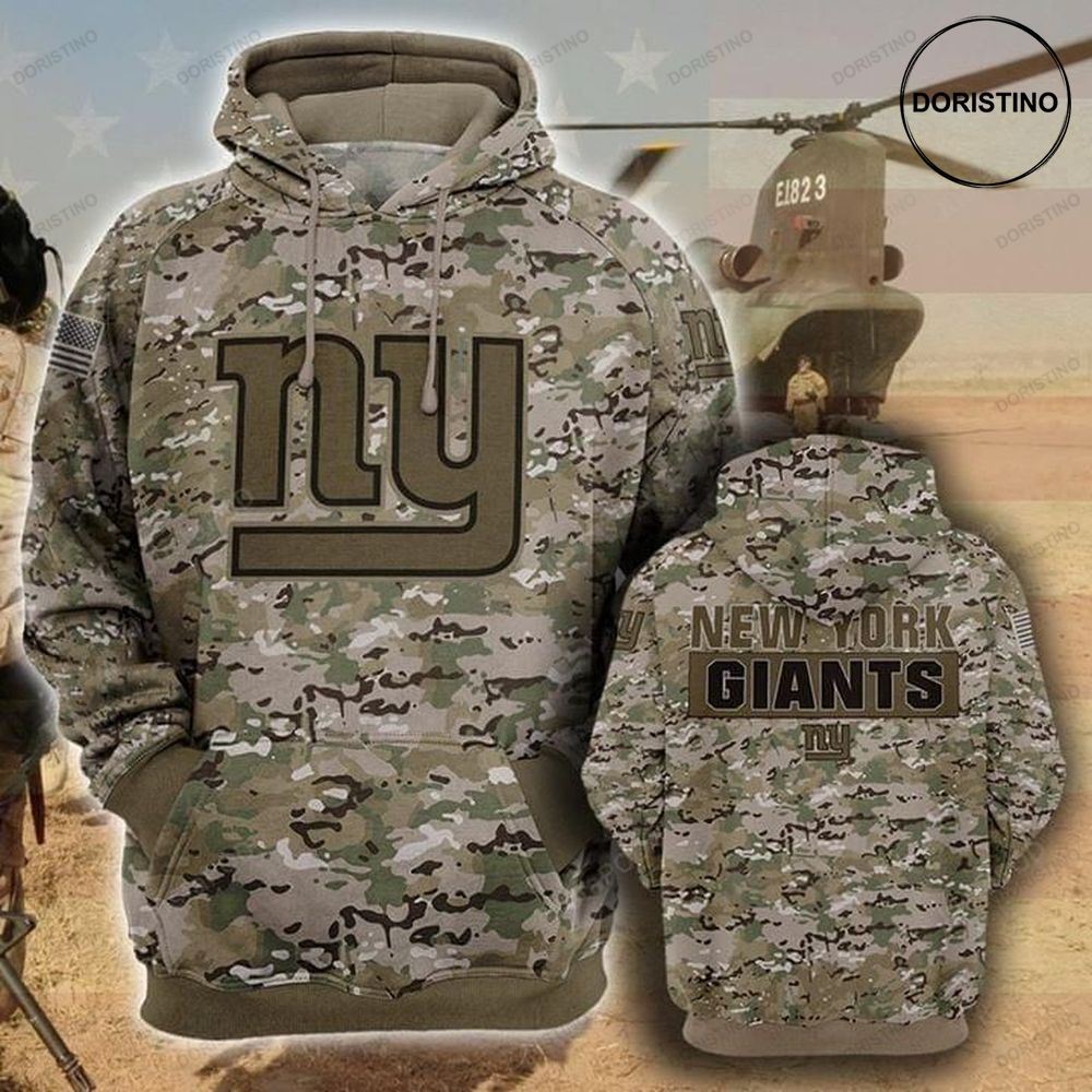 New Yorks Giants Camouflage Veteran Cotton Awesome 3D Hoodie
