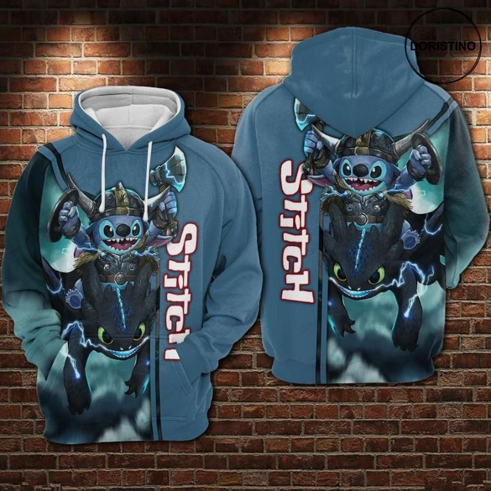 Nightfury And Stitch Awesome 3D Hoodie
