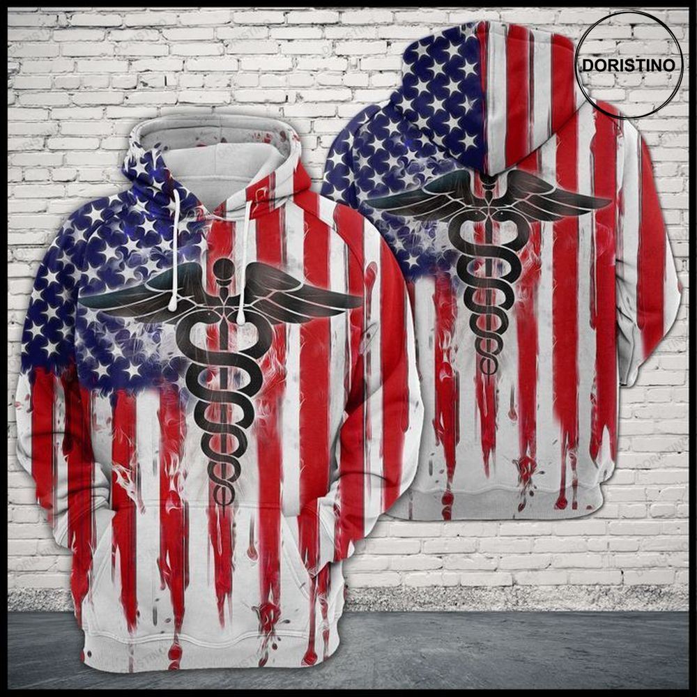 Nurse Usa Flag Awesome 3D Hoodie