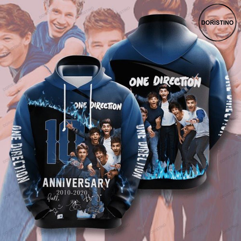 One Direction 10th Anniversary 2010 2020 Signature Design Gift For Fan Custom Ed Awesome 3D Hoodie
