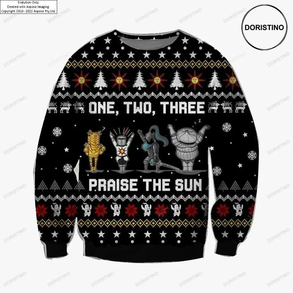 One Two Three Praise The Sun Ugly One Two Three Praise The Sun Christmas All Over Print Hoodie