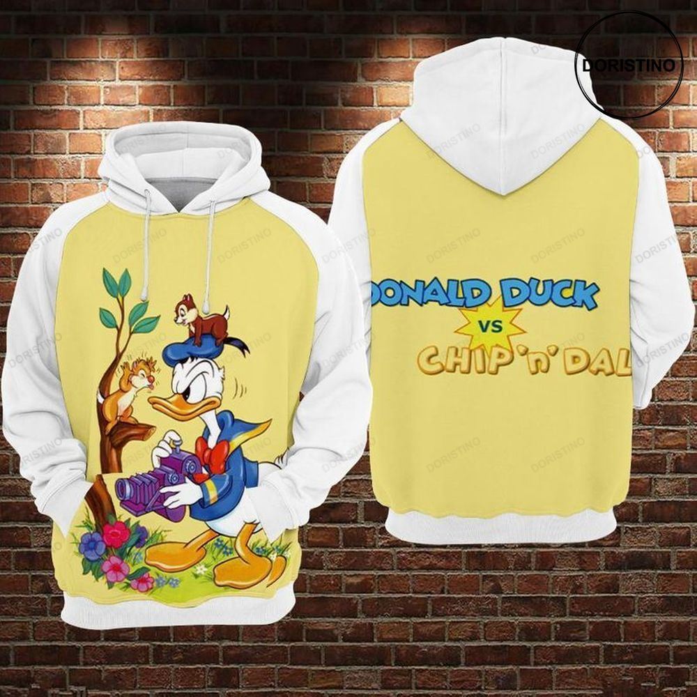 Donald Duck And Chip N Dale All Over Print Hoodie