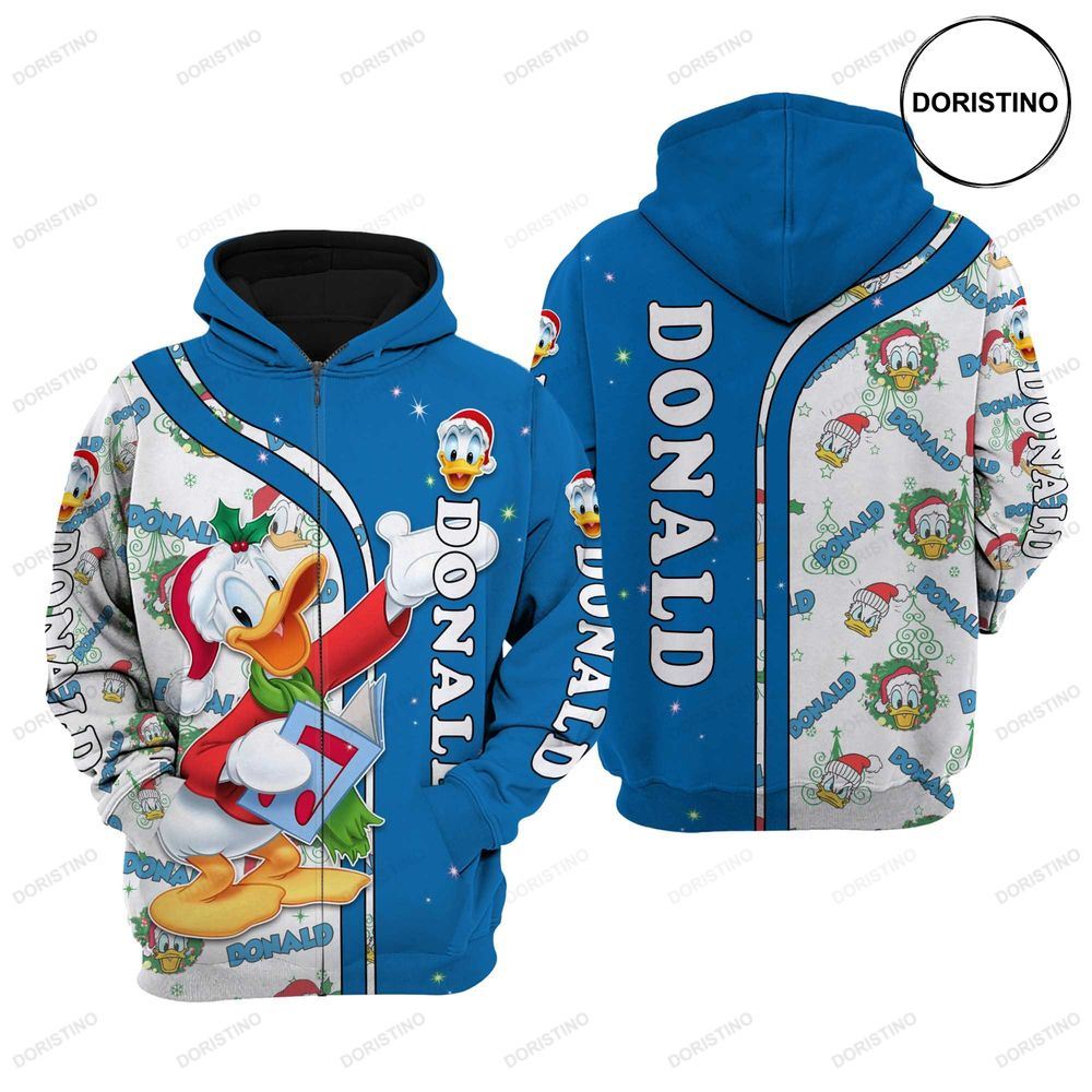 Donald Duck Blue Christmas Sweat Fleece Stylist Cartoon Graphic Outfitsclothing Men Women Kids Toddlers Awesome 3D Hoodie