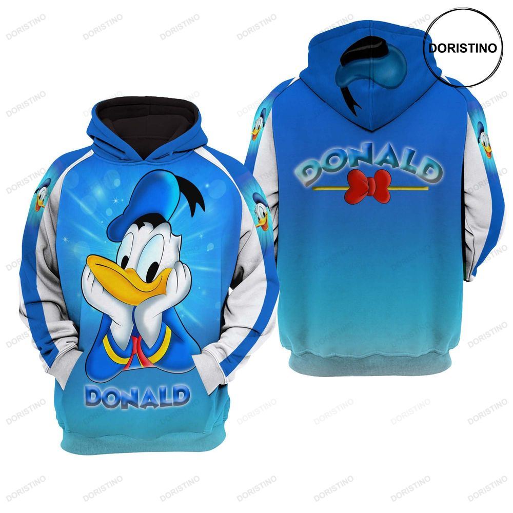 Donald Duck White Blue All Over Print Hoodie