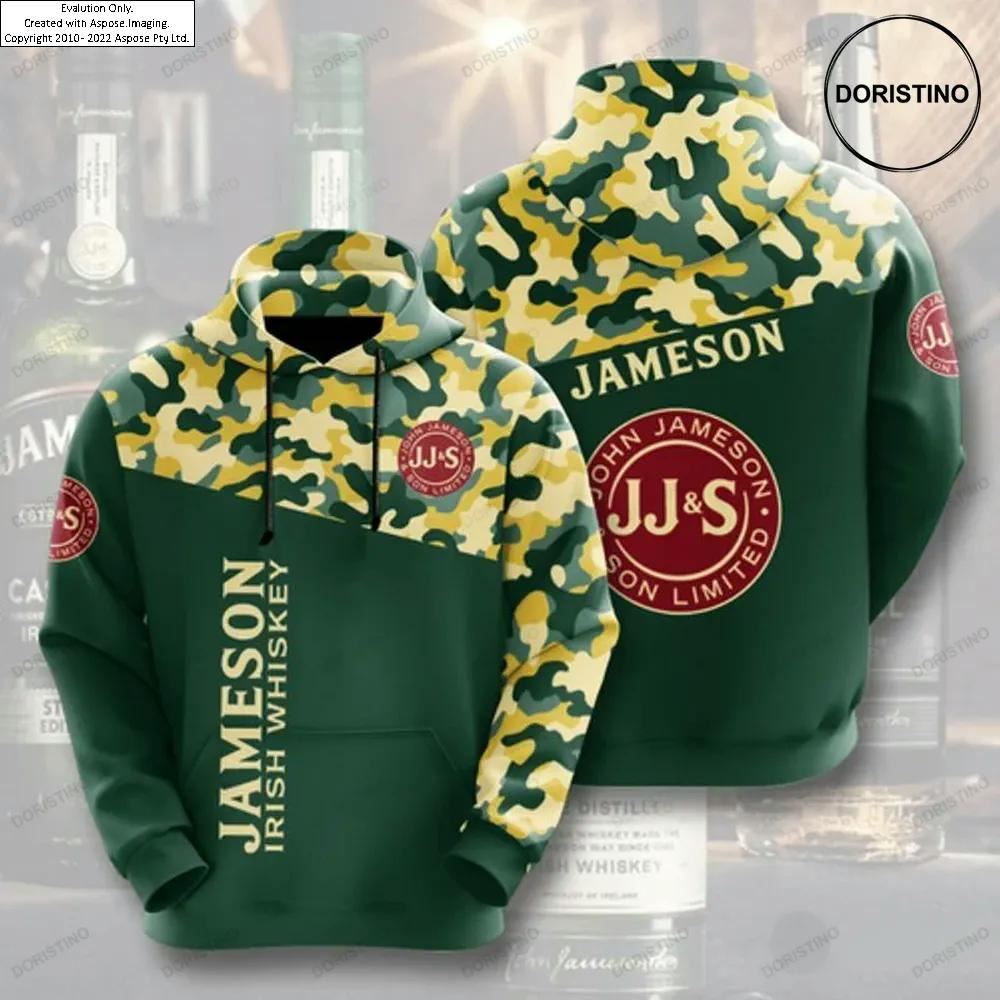 Jameson Irish Whiskey Camo Pattern All Over Print Hoodie