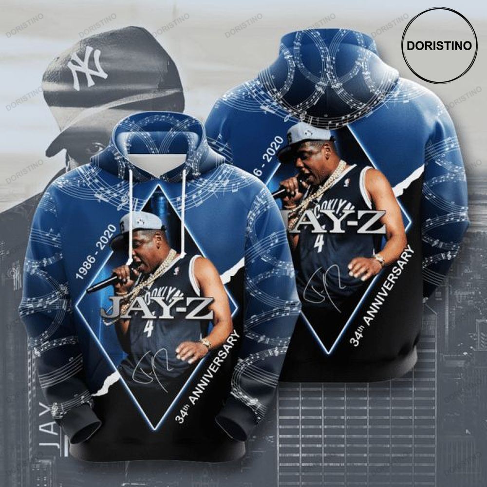 Jay-z 34th Anniversary 1986 2020 Signature Design Gift For Fan Custom Ed 1 Awesome 3D Hoodie