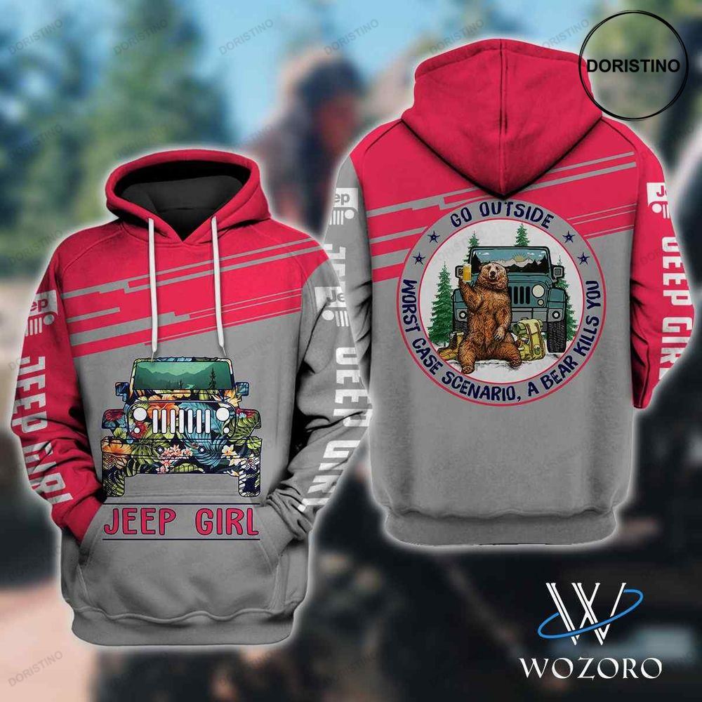 Jeep Girl Car Go Outside Worst Case Scenario A Bear Kills You Camping Limited Edition 3d Hoodie