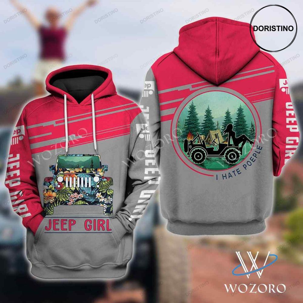 Jeep Girl Car I Hate People Pink Camping All Over Print Hoodie