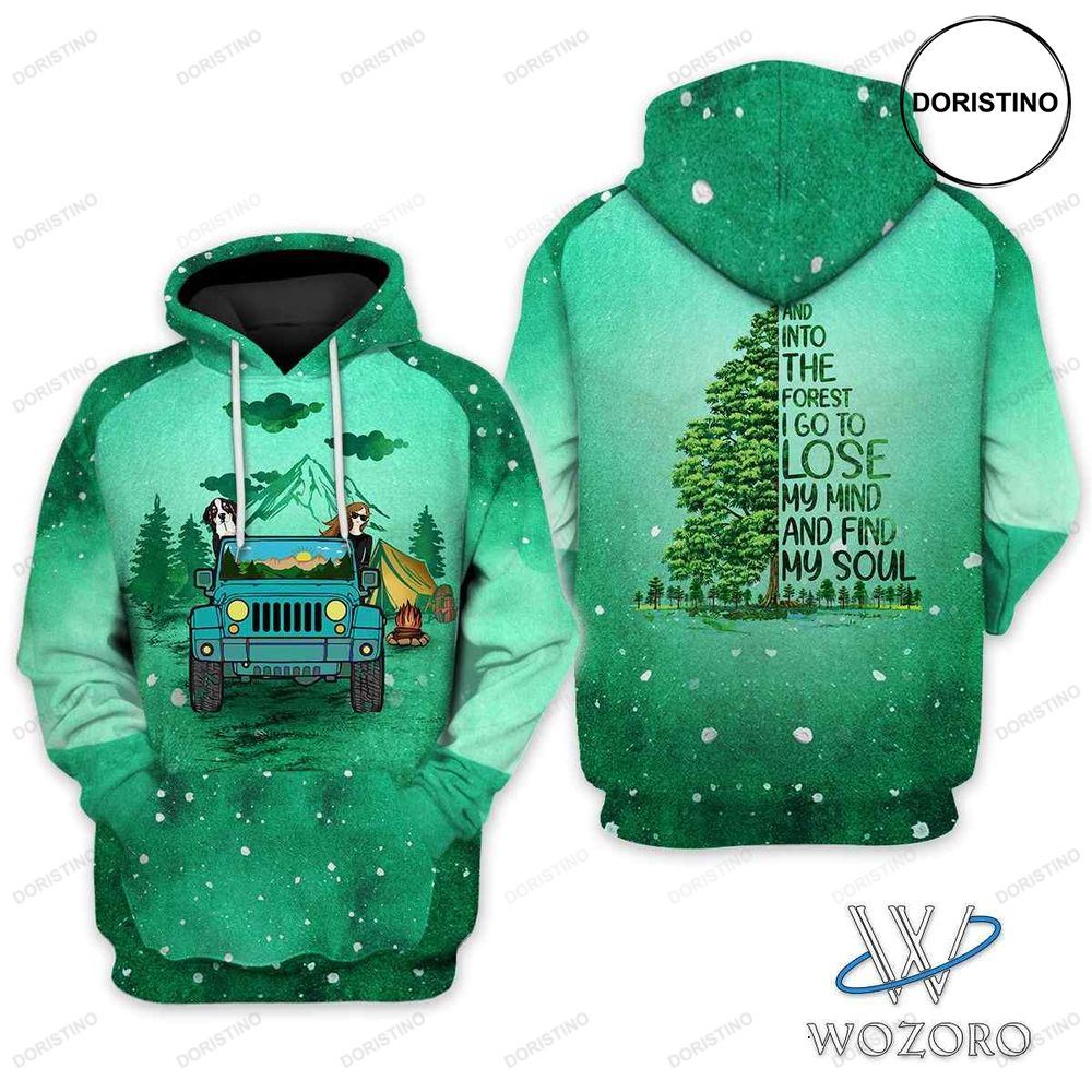 Jeep Girl Into Forest Camping Christmas Awesome 3D Hoodie